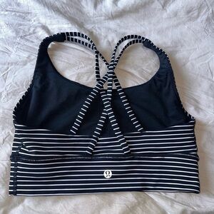 Lululemon energy longline bra *medium support - mod stripe black white